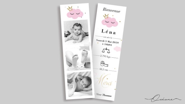 Faire part naissance marque page